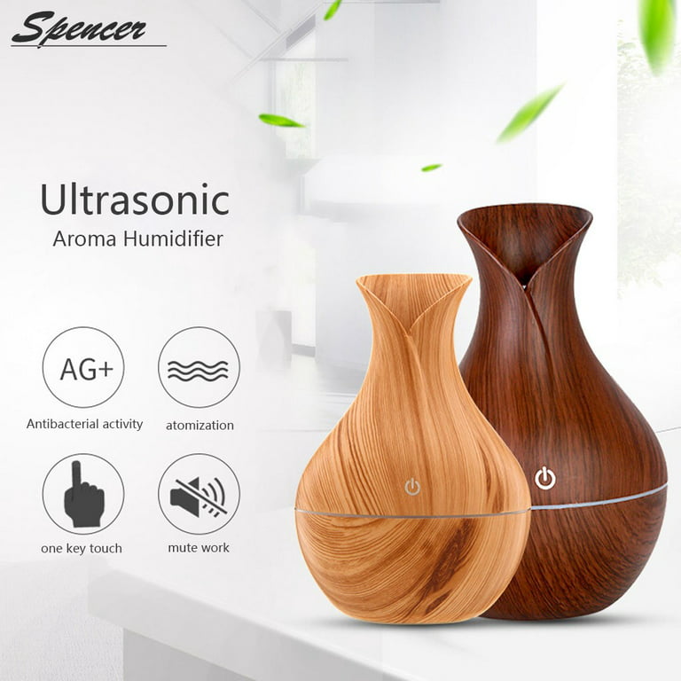 Spencer Essential Oil Diffuser 130ml Aromatherapy Diffuser Cool Mist  Ultrasonic Humidifier LED Lights Changing for Home Office Bedroom Light  wood 