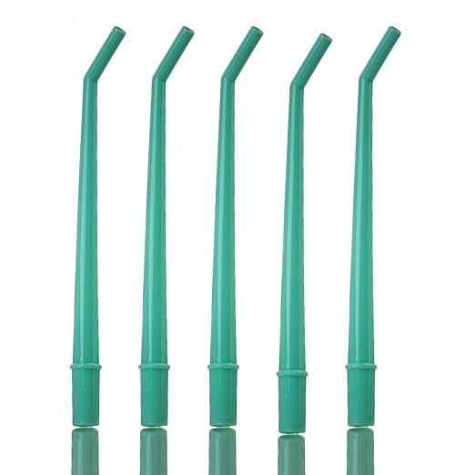BRITEDENT Large Vented 1/4" Diam. Universal Disposable Latex Free Surgical Aspirator Suction Tips. Green. 100 Pcs