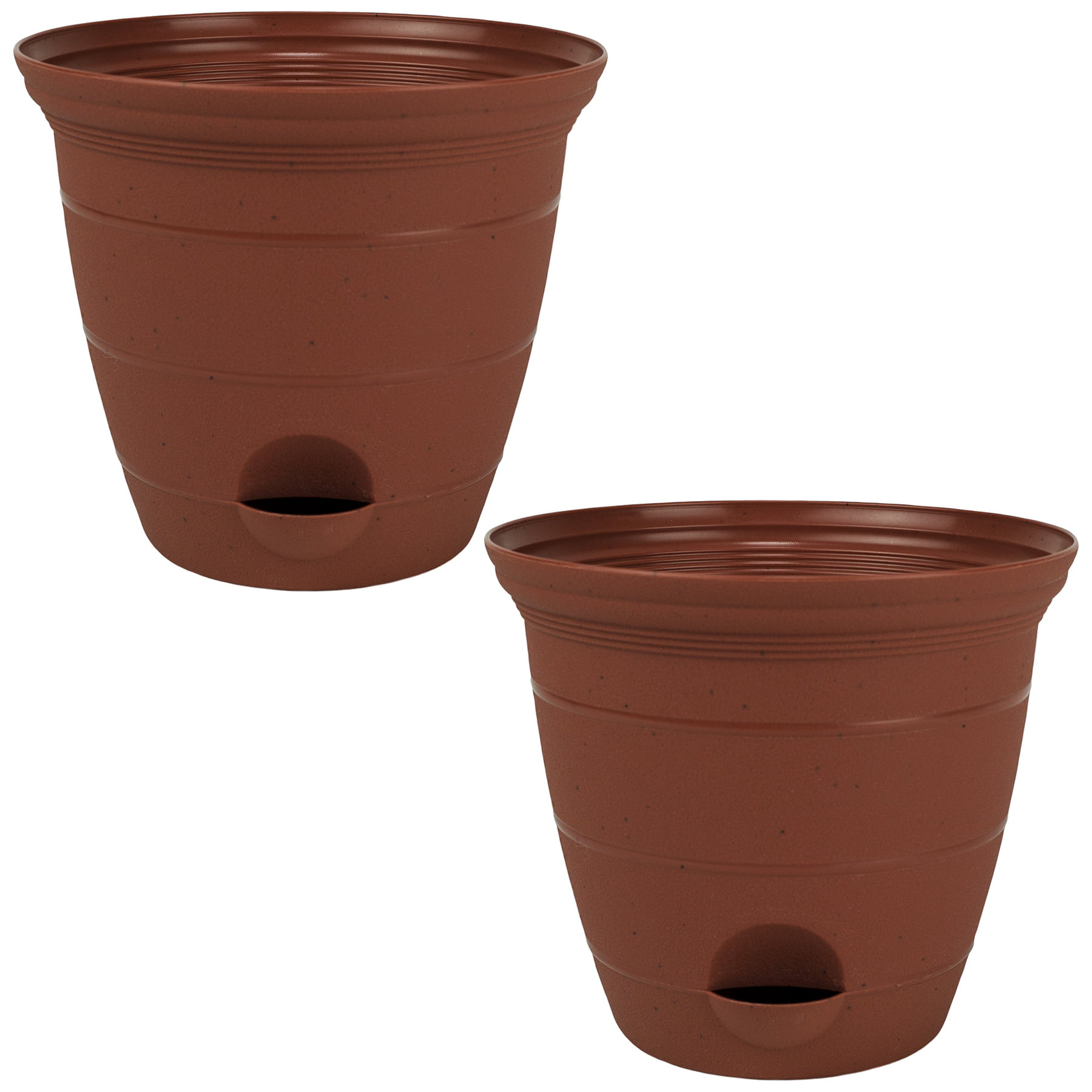 3 pack 8" Plastic Self Watering Flower Plant Pot Garden Potted Planter .75 Gal 