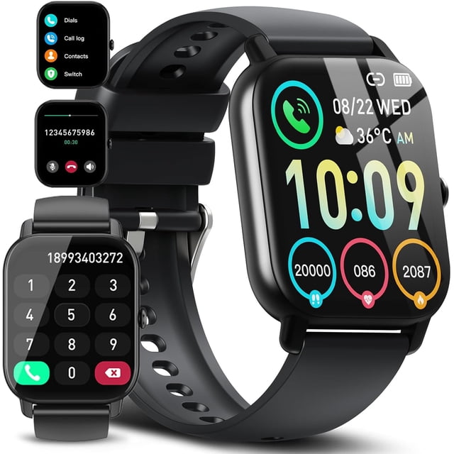 Relojes inteligentes masculinos y femeninos (marcar / contestar el teléfono), rastreador de actividad con monitor de frecuencia cardíaca / sueño, 100 modos de ejercicio / ip68 impermeable