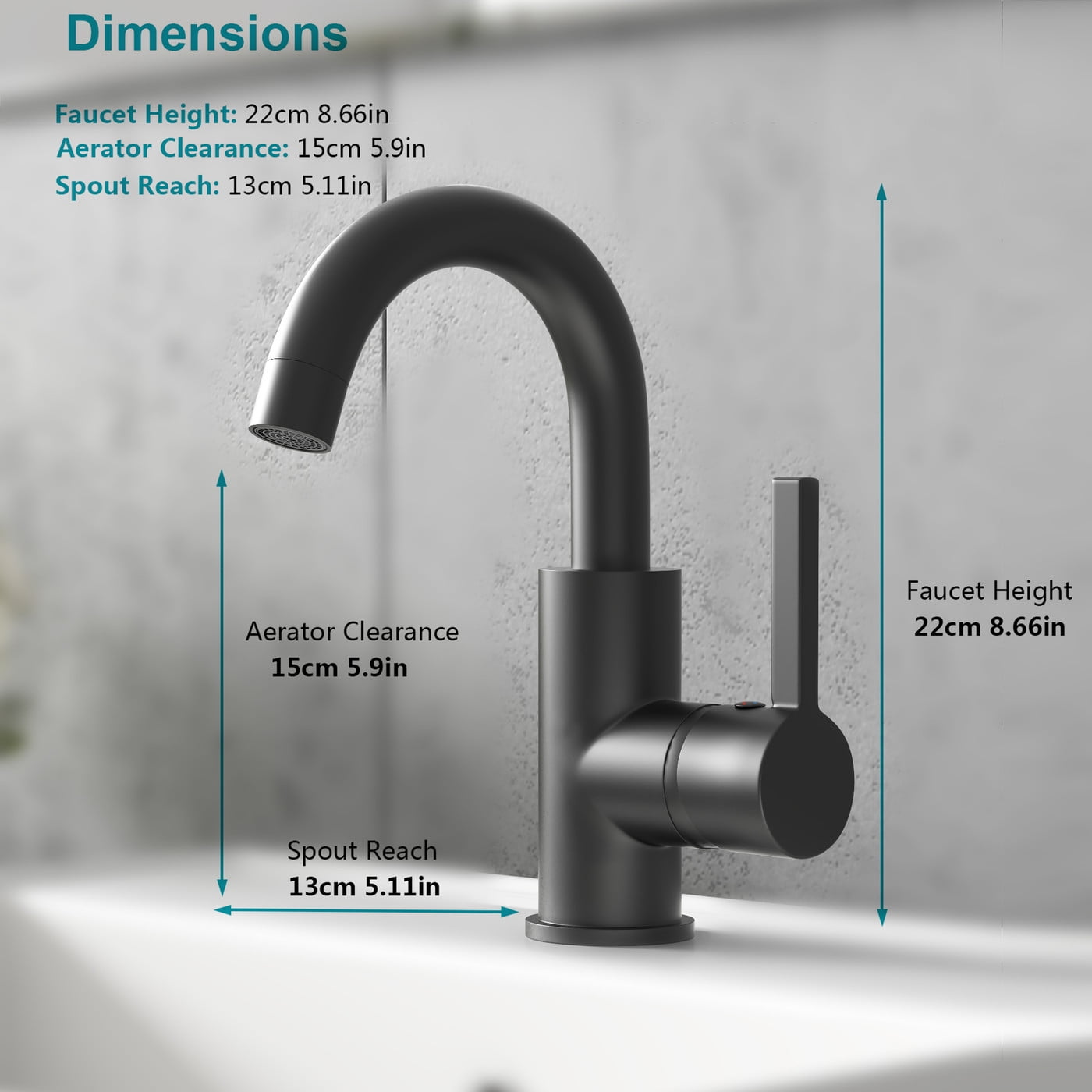 YZZY Bathroom Sink Faucet Single Handle Single Hole Lavatory Basin Faucet Black Modern Vanity Sink Faucet