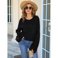 thumbnail image 5 of Womens Knit Tops 2025 Oversized Long Sleeve Crewneck Sweater Business Casual Blouses Basic Sweater Black XL, 5 of 9