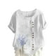 thumbnail image 1 of Vestidos Casuales Para Mujer, Blusas De Mujer De Moda Blusa informal de lino con cuello redondo, manga corta y botones para mujer, 1 of 4