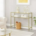 thumbnail image 7 of 39.4" Console Sofa Entryway Table Glass Table with Adjustable Feet Narrow Glass Table 2 Shelves for Bedroom Living Room Hallway Gold, 7 of 7