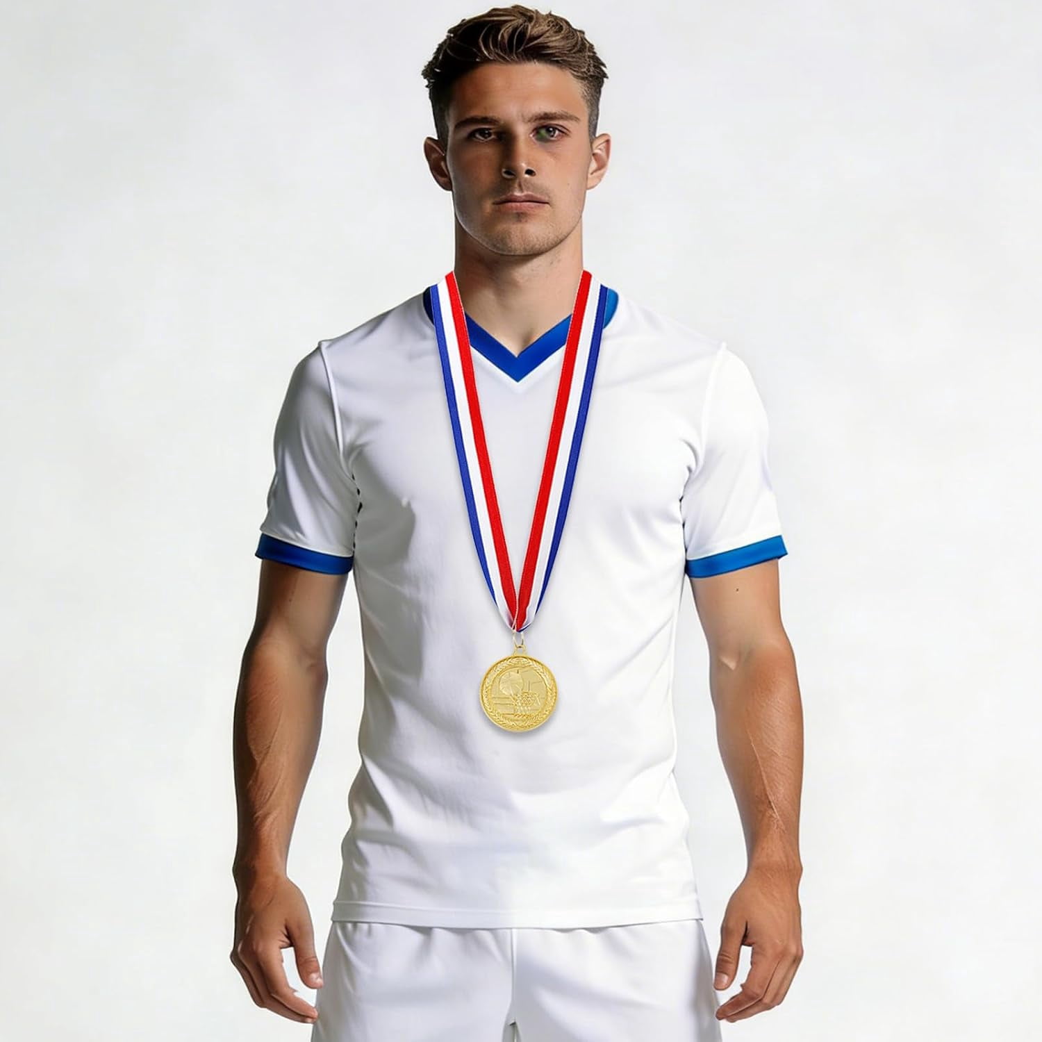 12 Pack Gold Award Medals 2inch Metal Sports Medals Team Participation for Adults Basketball Tournaments, Party Favors and Ceremonies$$Gift Supply & Awards
