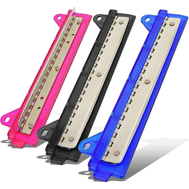 3 Hole Puncher for Paper, with Punch Tray Plastic Paper Hole Punch, with Ruler Fits 3 Ring