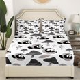 thumbnail image 3 of Erosebridal Ensemble de Draps Panda Mignon Simple, Ensembles de Literie Botanique Champignon Taille Simple, Noir Blanc Gris, Doux 3 Pcs, 3 of 7