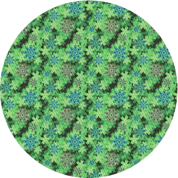 Ahgly Company Indoor Round Patterned Stoplight Go Green Area Rugs, 5' Round