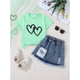 thumbnail image 4 of Vividxx Girls Outfit Set Summer Fashion Printed Short Sleeve T Shirt And Denim Skirt Little Girls Casual & Playwear Girls Clothes Set, 4 of 4