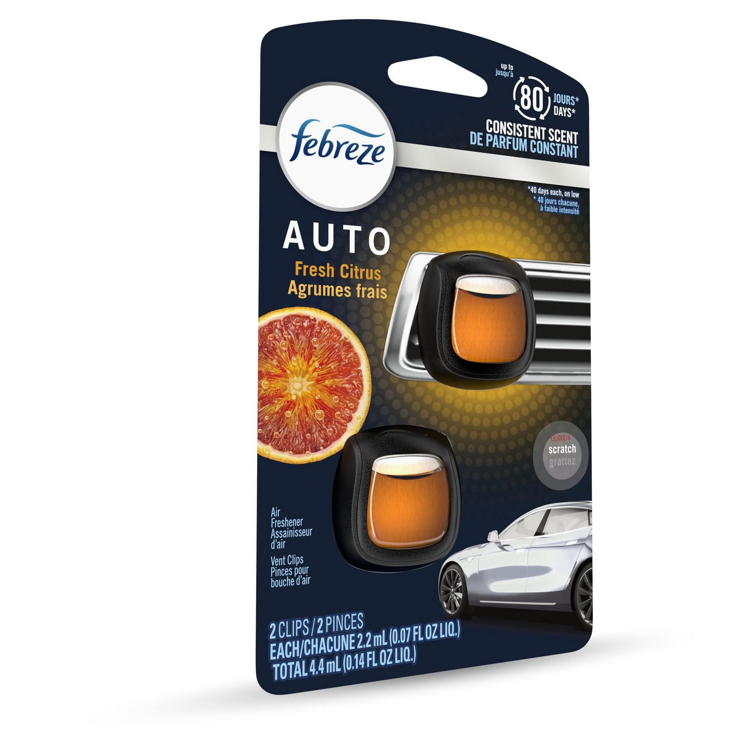 Febreze AUTO Air Freshener Vent Clip Fresh Citrus Scent, . Car Vent Clip