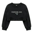 thumbnail image 3 of Alvivi Kids Girls Pullover T-Shirt Long Sleeve Sweatshirt Jazz Latin Hip Hop Dance Crop Top Black 11-12, 3 of 7