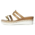 thumbnail image 4 of Espadrilles for Women Trendy Strappy Wedge Sandals Summer Open Toe Color Block Slides Casual Slip on Platform Heels Khaki Size 7.5, 4 of 7