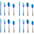 thumbnail image 1 of Juego de cubiertos de arcoíris para 16, 18 y 10 utensilios de acero inoxidable con cuchara de mango largo, diseño ergonómico para mayor comodidad, acabado de espejo de primera calidad, apto para, 1 of 3