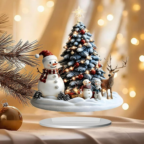 Adorno Navideño Acrílico Santa Decoración 2D Ornamento Mesa Navidad Original Regalo para Niños Y Colegas Adecuado para Decoración Navideña Interiores Estilo C
