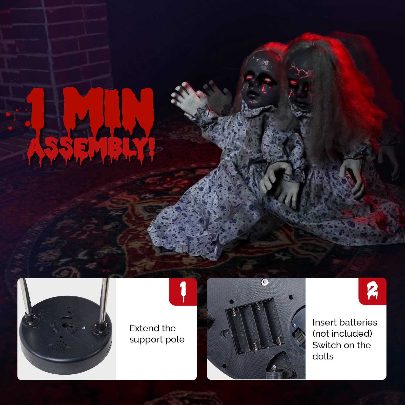 Astoutdoor 2.8 ft Halloween Standing Decoration with Lights and Sound