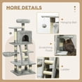 thumbnail image 4 of Large Light Grey Cat Tree Tower - 52" Multi-Level Indoor Cat Condo with Scratching Posts, House & Hammock for Living Room & Playtime, 4 of 7