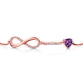 thumbnail image 3 of Gem Stone King 18K Rose Gold Plated Silver Infinity Bracelet for Women with Heart Amethyst and Moissanite (0.93 Cttw, Box Chain Fully Adjustable up to 9 inch), 3 of 6