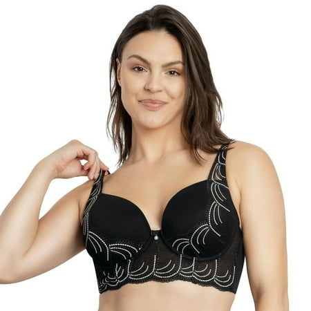 PARFAIT Women s Pearl Longline Plunge Bra - Black - 34D
