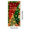 thumbnail image 3 of PuSpu Christmas Door Curtain 185x90cm Red Polyester Reusable Festive Panel, Snowflake & Holly Print, Holiday Entrance Decor, Easy Hang & Store, Seasonal Home Accent, 3 of 6