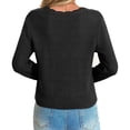 thumbnail image 3 of Long Sleeve V-neck Women Crochet Cardigan Casual Button Down Sweater, 3 of 6
