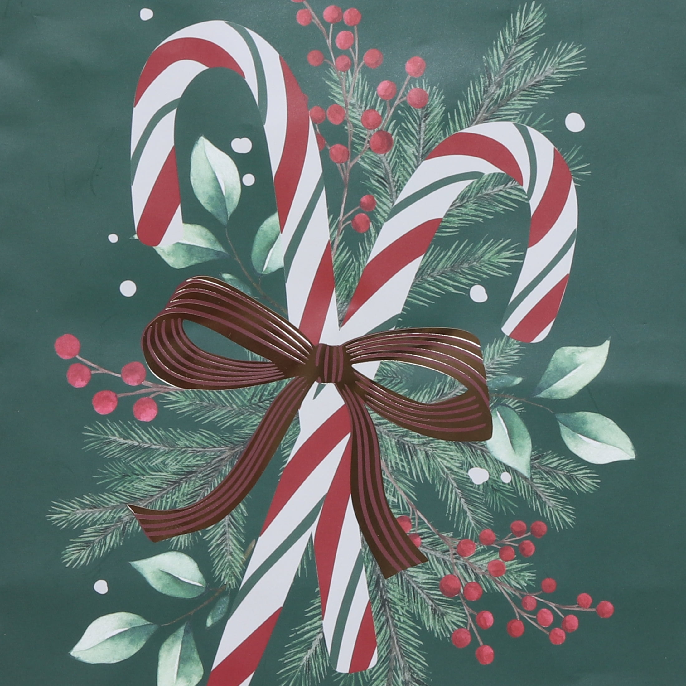 Holiday Time Green and Red Christmas Paper Gift Bag, Medium, HOLIDAY TIME PL CANDYCANE GIFT BAG