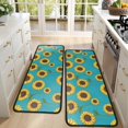 thumbnail image 4 of Sunflower and Outline Blue Pattern Anti Fatigue Kitchen Rugs Set Of 2, Non Slip Washable Decorative Floor Mats for Sink Laundry and Home Use, 17"x47", 4 of 5