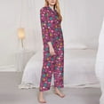 thumbnail image 3 of Honeii Summer Flamingo print Women's Pajama Sets Long Sleeve Button Down Sleepwear Nightwear Soft Pjs Lounge Sets-X-Large, 3 of 7