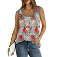 thumbnail image 6 of Frostluinai Womens Floral Tank Tops Sleeveless Ribbed Trim Boho Shirts Scoop Neck Curved Hem Long Tanks Plus Size Casual Loose Tanks, 6 of 7