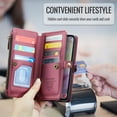 thumbnail image 5 of Compatible with Samsung Galaxy A36 5G Wallet Case, 10 Card Slots & 1 Zipper Coin Pocket & 1 Cash Slot & 1 Cash Pocket & Lanyard & Crossbody Strap & Kickstand & RFID Blocking Phone Case, Winered, 5 of 10