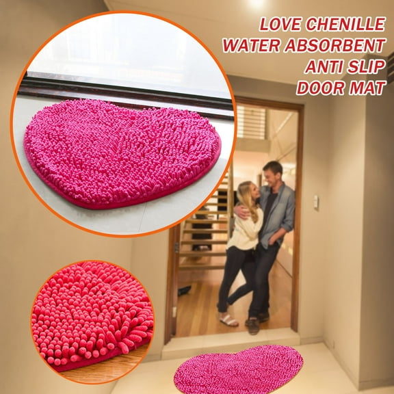OEFNTAC Heart Shape Rose Red Door Mat Microfiber Non-Slip Valentine Day Decorative Bath Rug Living Room Kitchen Table Pet Cushion Welcome Home Holiday Moistureproof Absorbent Clean