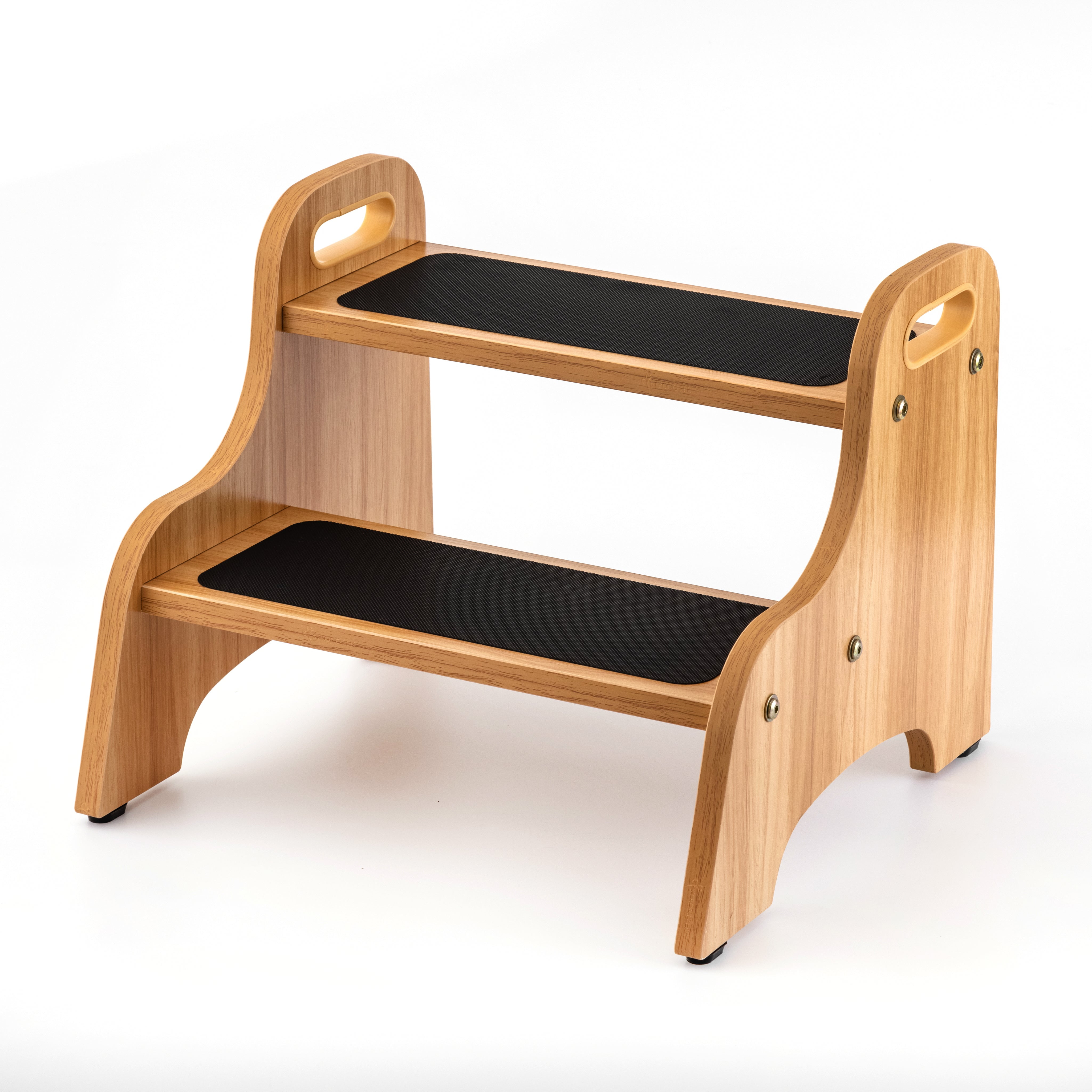 White Wooden 2-Step Stool with Non-Slip Surface