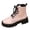 Pink, variant on Women's British Bow Combat Ankle Boots Platform Lug Sole Lace-Up Side Zipper Booties for Festival Theme Party Halloween Outfits