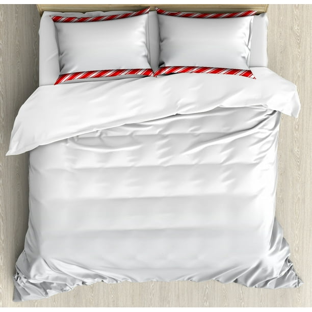 Candy Cane King Size Duvet Cover Set, Red And White King Size Bedding