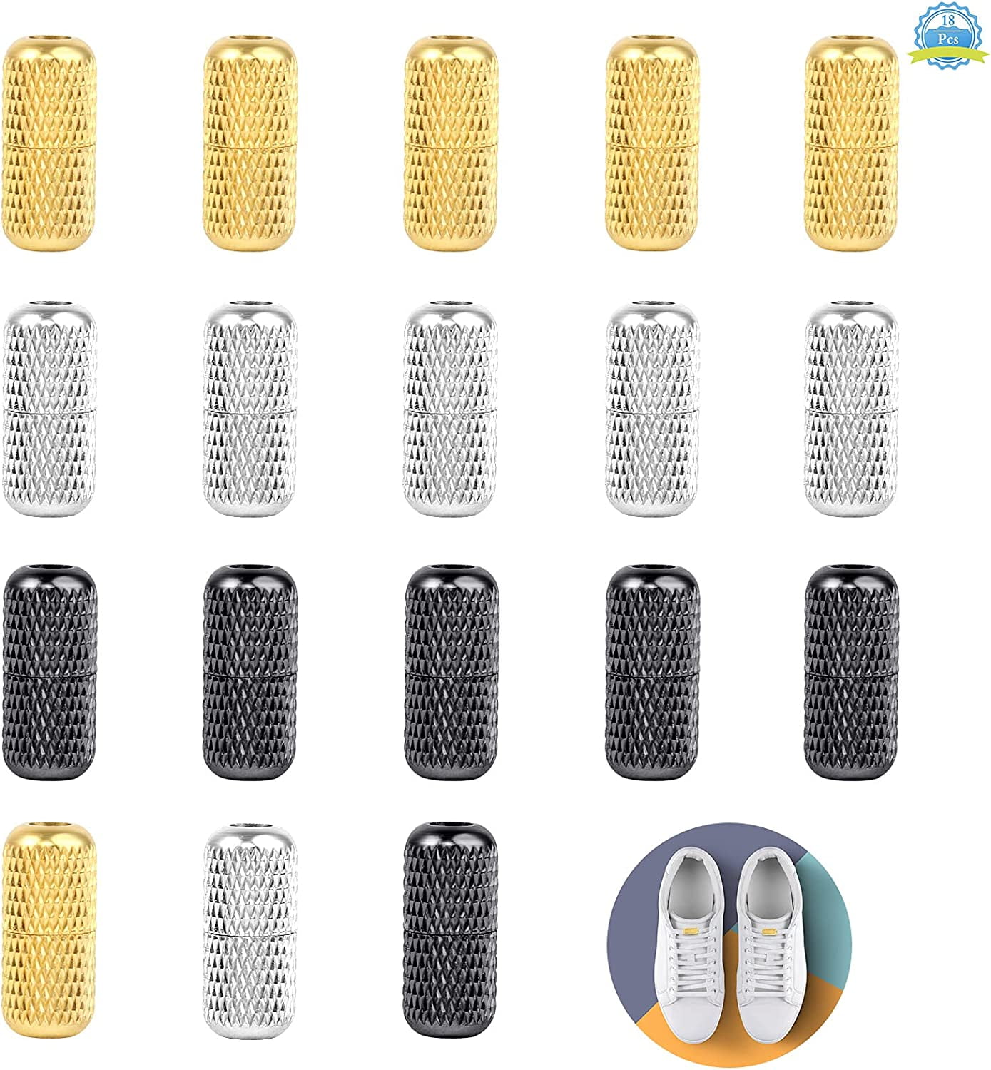 18Pcs Shoelace Buckle Lazy Shoelaces Buckle Metal Shoelace Connector