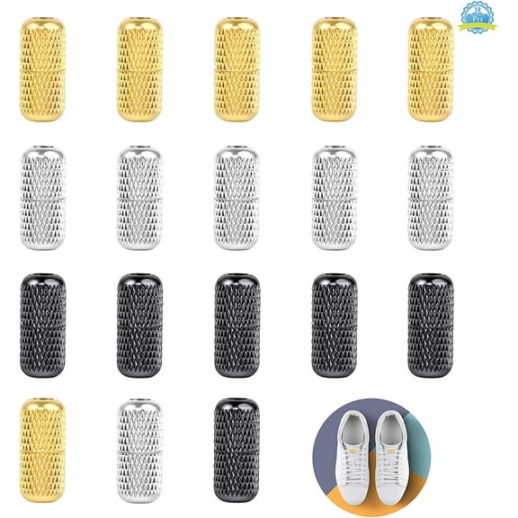 18Pcs Shoelace Buckle Lazy Shoelaces Buckle Metal Shoelace Connector Tieless Lazy Laces Buckle Elastic Lazy Shoelaces Buckle 0.27 inch in Diameter for Men Women Sneaker and Casual Shoes