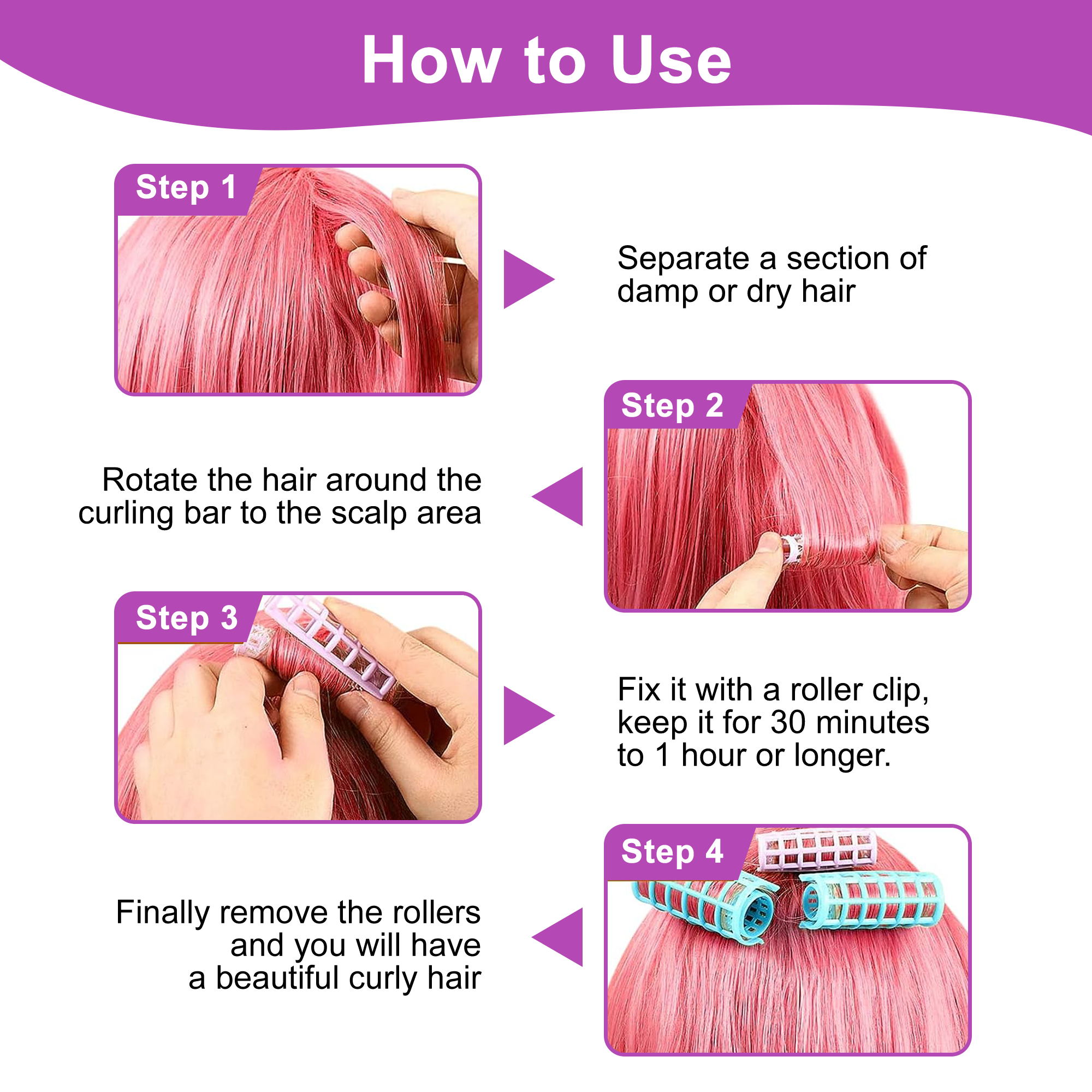 EEEkit 30-Piece Snap-On Hair Rollers, 5 Sizes photo 5