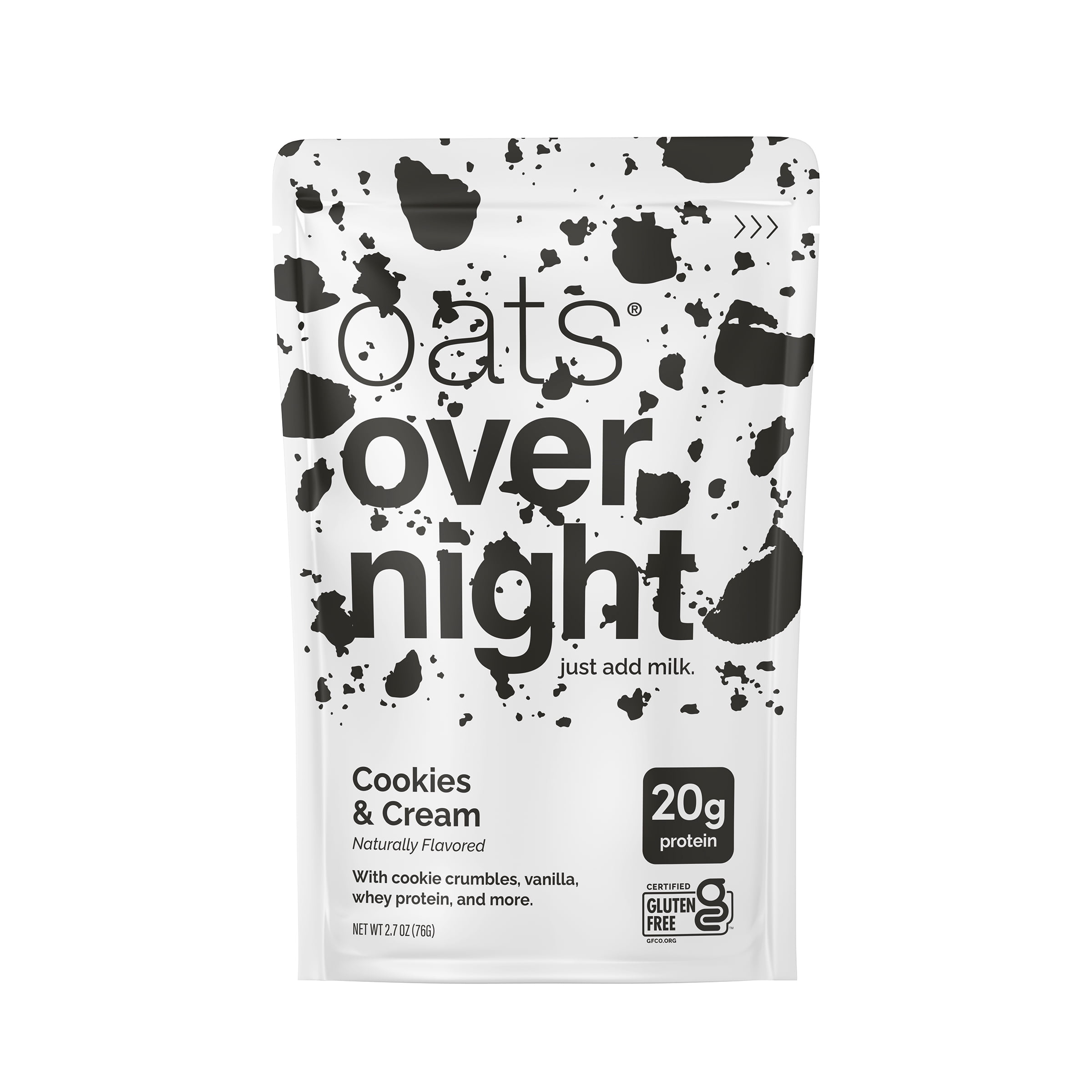 Oats Overnight Cookies & Cream Protein Overnight Oatmeal Shake, 2.7 oz, 1 Pouch
