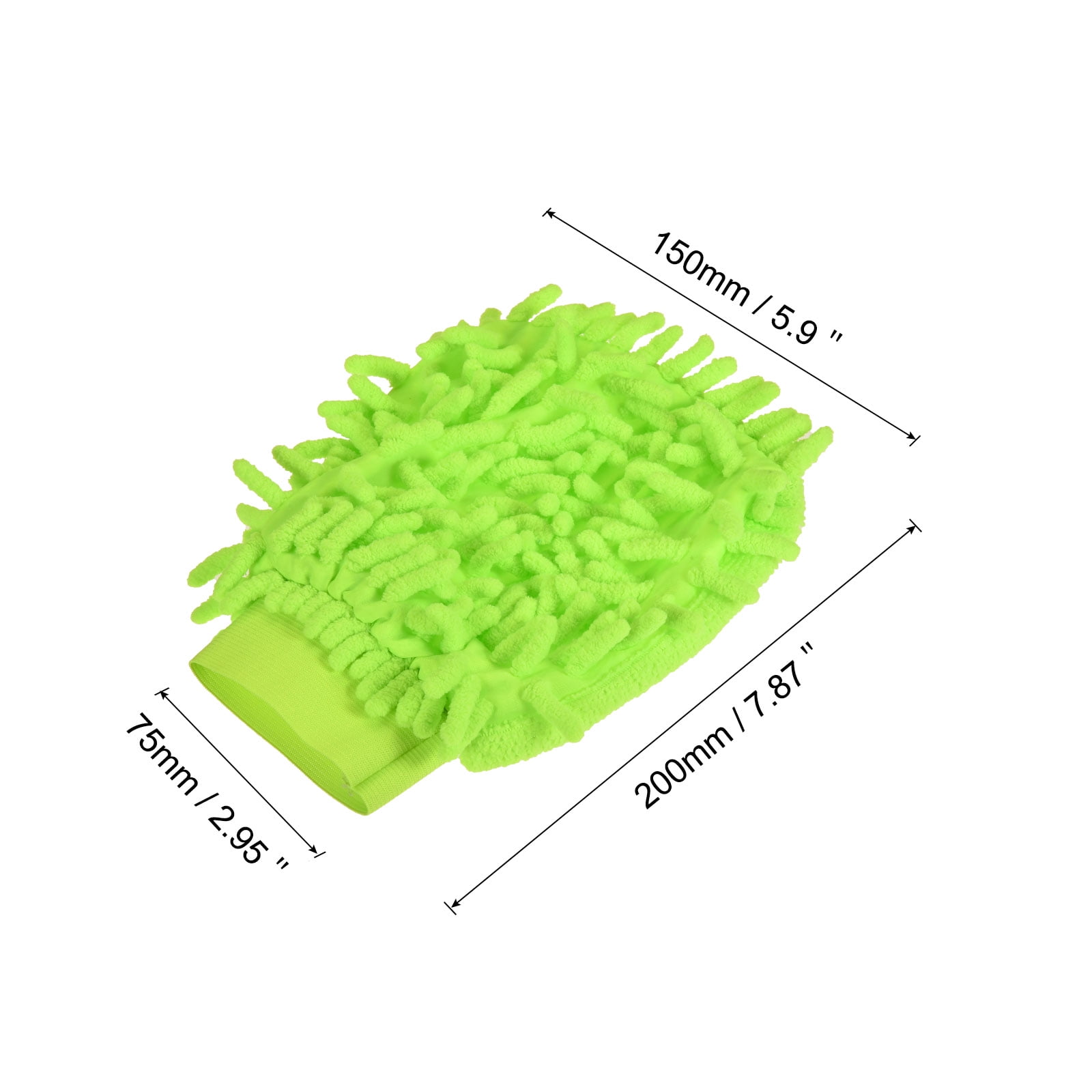 Unique Bargains Reusable Scratch-Free Cleaning Gloves Microfiber Chenille Mitts Green