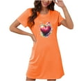 thumbnail image 1 of Camisón corto de talla grande para mujer, camisón de manga corta con estampado de pecho a la moda, camisón para mujer, 1 of 2