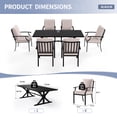 thumbnail image 4 of ALAULM 7PCS Patio Dining Set,Outdoor Metal Patio Furniture Set w/6 Fixed Chairs & Large Metal Table w/Umbrella Cutout for Garden,Backyard,Sand, 4 of 8
