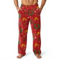thumbnail image 2 of Wutalume Men's Allover Printed Home Pants with Christmas Design, Made for Sleep and Pajama Use, Featuring Soft Fleece and Pockets for Comfort,Wine L, 2 of 6