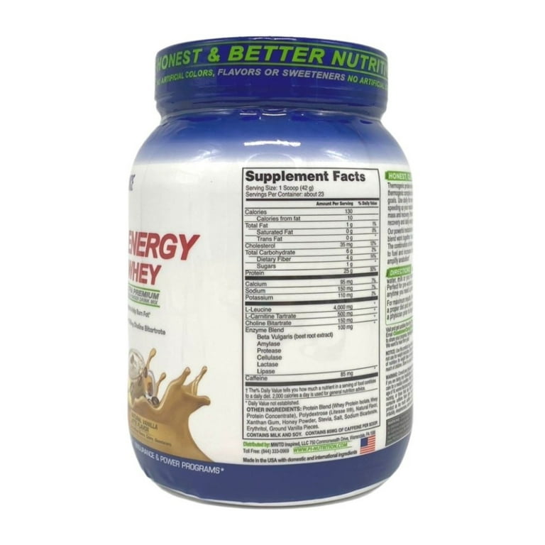 Performance Inspired Nutrition - Diet & Energy Ripped Whey Protein - 25g  Protein - L-Carnitine – Leucine – Vanilla Latte – 2.25 LBS