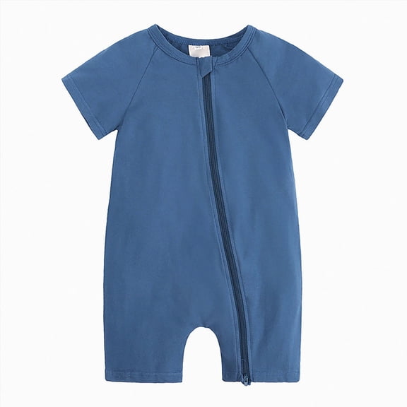 Baby Onesies Boy Baby Boy Girl Cotton Short Sleeve Zipper Rompers Infant 2-way Zippers Comfy Summer Jumpsuit Pajamas