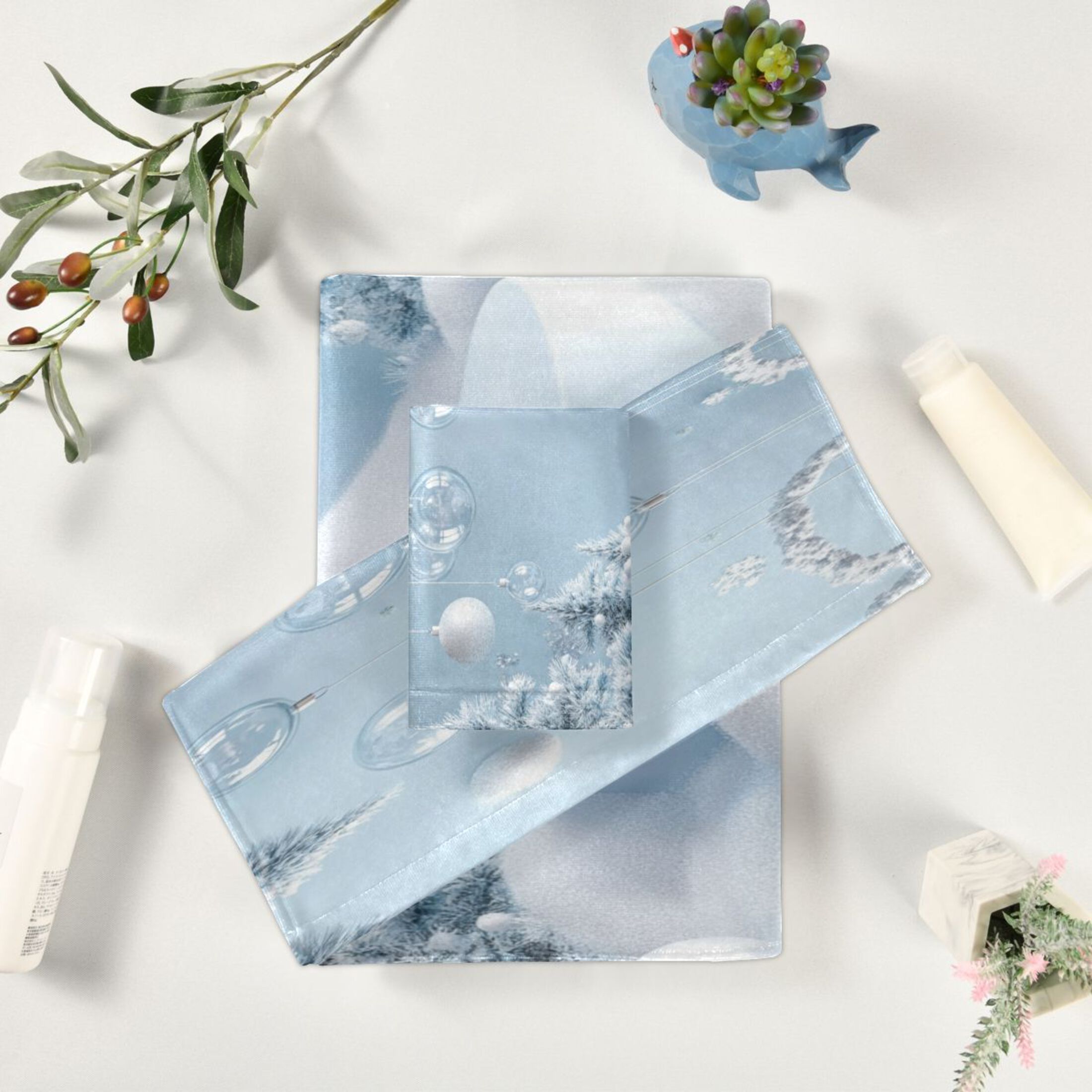 3 Piece Bath Towels Set Bath Towel, Hand Towel and Face Towel for Bathroom, Gym, Hotel Winter Christmas Decorations