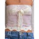 thumbnail image 1 of VISgogo Tops de tubo de verano para mujer, estampado de flores de encaje de retazos sin tirantes con hombros descubiertos, camisetas sin mangas recortadas, chaleco ajustado sin espalda VISgogo  moda, 1 of 9