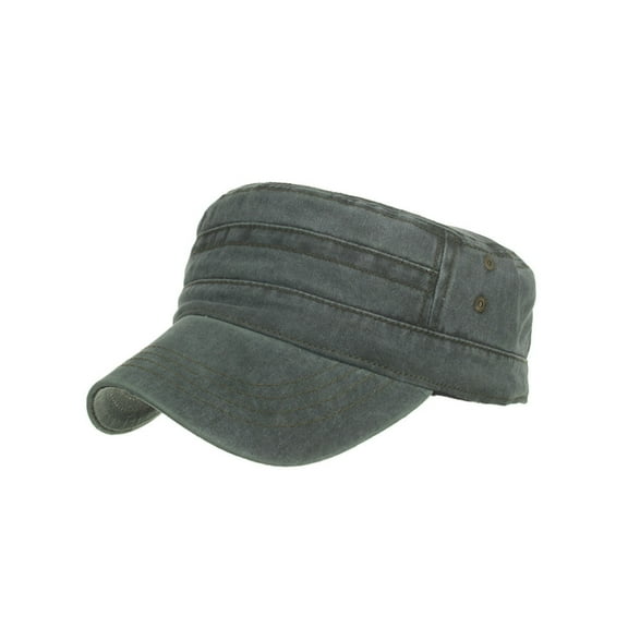 Ajshakl Golf Hat, Washed Cotton Military Caps Cadet Unique Design Vintage Flat Top Cap, Green