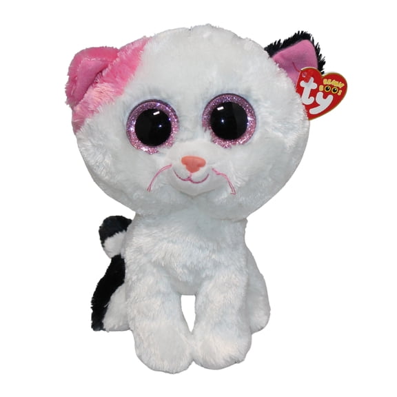 Ty Beanie Boos - Muffin the White Cat  – Medium (8")  – Glitter Eyes  - Stuffed Animal