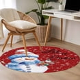 thumbnail image 5 of 4Ft Round Rug, Christmas Snowman Non-Skid Rubber Backing Large Area Rugs - Living Room Bedroom Home Office, Xmas Birds Winter Snowflake Red Indoor Floor Mat Carpets Washable Rug, 5 of 9