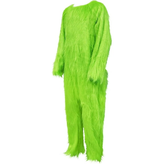 GOBWCOT Adult Christmas Green Jumpsuits Pajamas Furry Green Jumpsuits Suit for Christmas Party Indoor and Outdoor Home Clothes