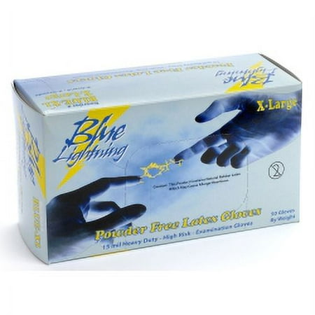 Blue Lightning XLarge 12" Blue Latex Gloves